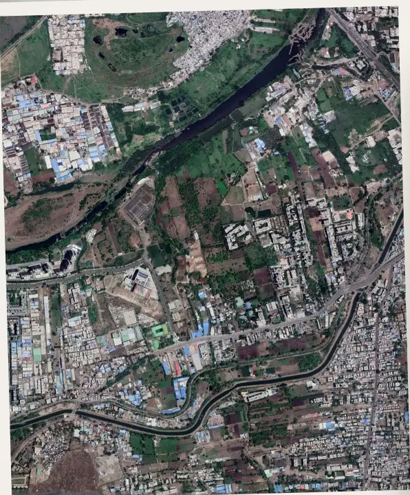 Satellite view of the Mutha river through Pune